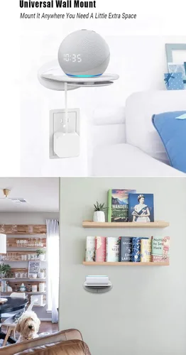 Miniatura 7 de Estante de montaje en pared, compatible con Echo Spot, Echo Pop, Echo Dot, HomePod Mini, Google Home, con almacenamiento de cable, fácil