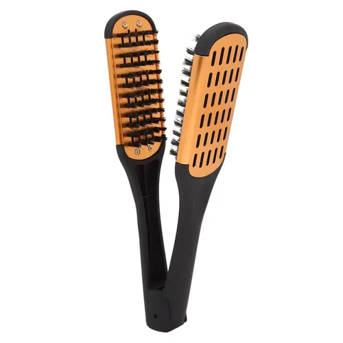 Miniatura 7 de Cepillo para el cabello, pinzas para el cabello, elasticidad de resorte, alisador de cabello, suave, transpirable, doble cara, cepillo plano