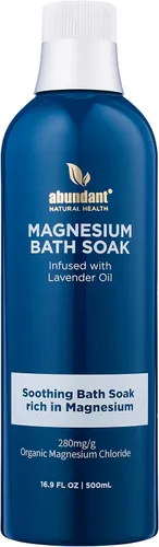 Abundant Natural Health Baño de magnesio oceánico, lavanda, 500 mL | Infundido con aceite de lavanda, hidrata, calma e hidrata la piel, relaja y