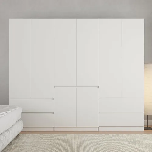 Miniatura 8 de Bobve Armario Ropero Closet de 78.74 pulgadas con 2 Puertas y 2 Cajones, Armario de Dormitorio con Barra para Colgar, Gabinete de Almacenamiento