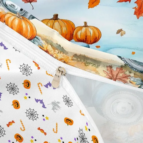 Miniatura 6 de Erosebridal Funda de edredón de calabaza con dibujos animados para automóvil, juego de ropa de cama de calabaza azul para niños pequeños, funda
