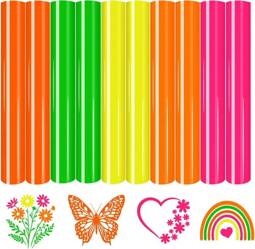 Miniatura 12 de Tintnut Vinilo de transferencia de calor de color brillante, 24 hojas de 12 x 10 pulgadas, vinilo multicolor para planchar para camisetas, bolsas