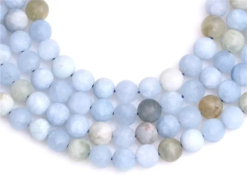 Miniatura 3 de JOE FOREMAN Cuentas esmeriladas mate de aguamarina azul de 0.472 in para hacer joyas, piedras preciosas naturales semipreciosas, redondas de 15