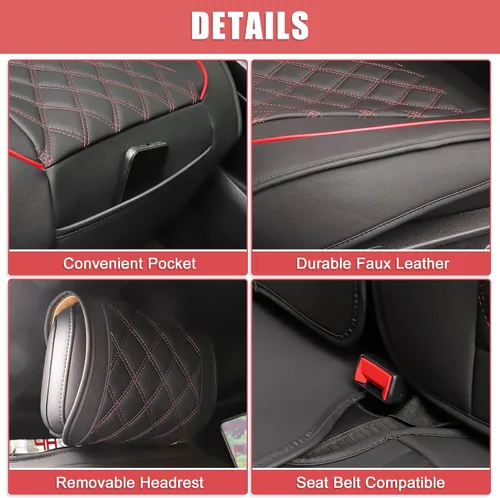 Miniatura 5 de uxcell Fundas de asiento delantero y trasero para Toyota Tacoma 2005-2015 2016-2023 2024, protectores de asiento impermeables de piel sintética
