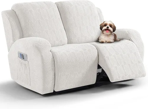 Miniatura 38 de VANSOFY Fundas para sillas reclinables, 4 piezas, elásticas, de tela jacquard, suave funda para silla reclinable, protector de muebles con parte