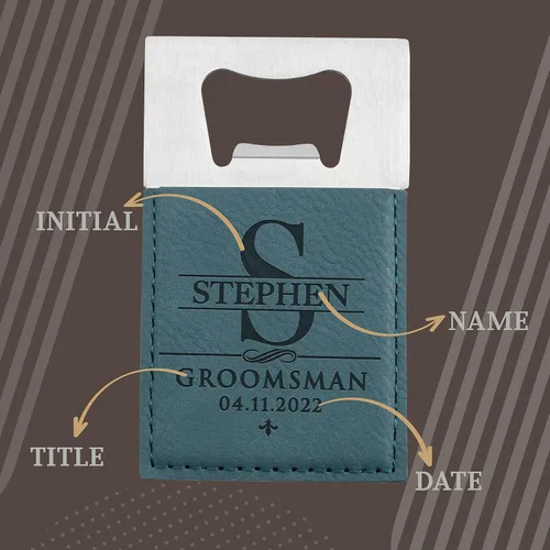 Miniatura 5 de Juego de 3 – Regalos de padrinos de boda, abrebotellas personalizados para padrino de boda, padrino, novio, personalizado con nombre – título
