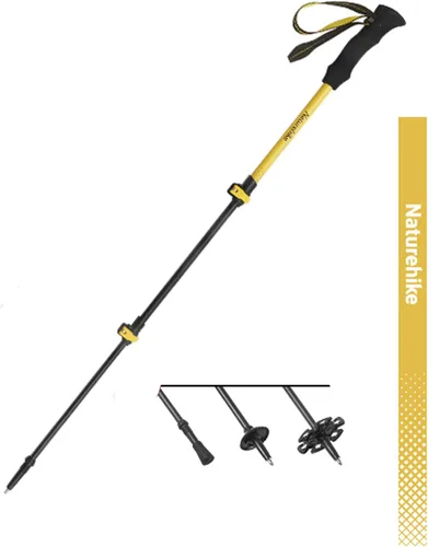 Naturehike - Bastón de trekking de fibra de carbono 3K plegable y telescópico de 3 secciones ultraligero para mujeres y hombres, bastón de Amarillo
