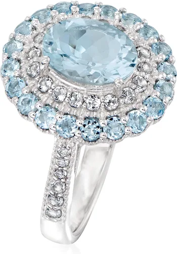 Miniatura 3 de Ross-Simons Anillo de aguamarina de 1,50 quilates con múltiples piedras preciosas de 1,07 quilates en plata de ley