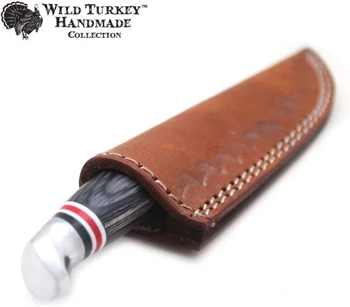 Miniatura 6 de Colección Color Mango de Madera Hoja Fija Skinner Cuchillo w/Funda de cuero (negro)