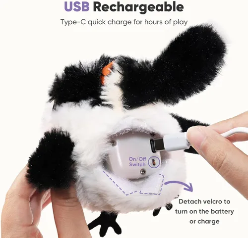 Miniatura 5 de Petbobi Juguetes para Gatos Pájaro Aleteante – Juguete Interactivo para Gatos con Alas Aleteadoras y Sonidos de Gorjeo, Juguete Recargable por USB
