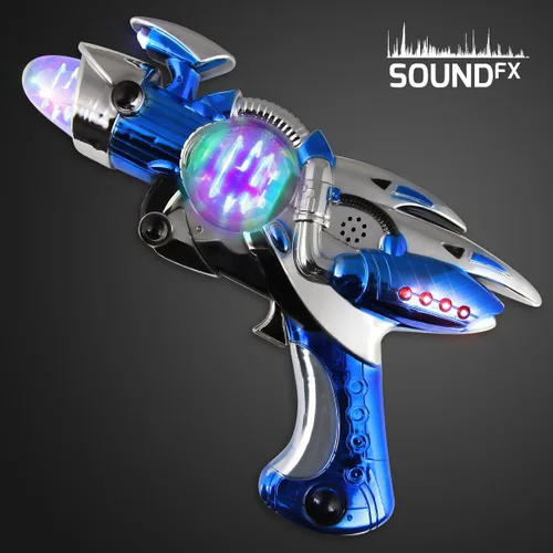 Miniatura 3 de Pistola de juguete espacial con luz azul con efectos de sonido y LED multicolor giratorio