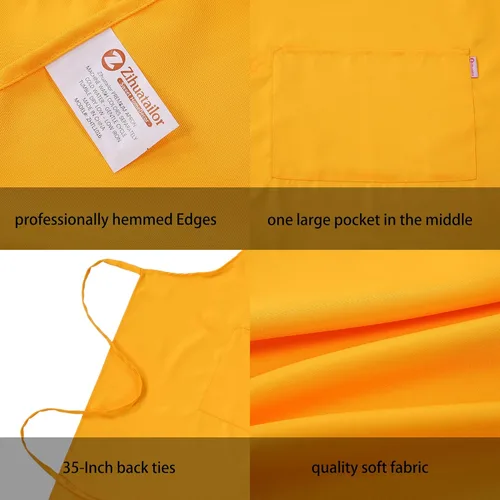 Miniatura 4 de Delantal amarillo naranja para mujer con bolsillos Delantal ligero y ajustable