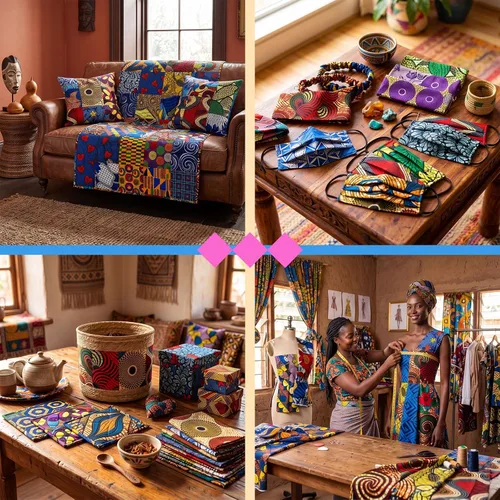 Miniatura 5 de Tatuo 150 piezas de tela de algodón africano de 4 × 4 pulgadas cuadrados de tela de acolchado no repetida Kente, cuadrados de cera africana Ankara