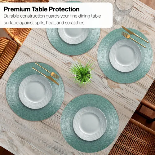 Miniatura 5 de 4 Piezas Manteles Individuales con Cuentas - Manteles de Mesa Redondos de Cuentas de Vidrio de 13 Pulgadas con Respaldo de Algodón - Elegantes