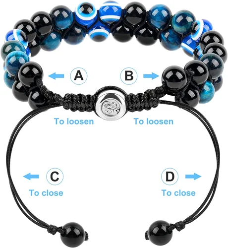 Miniatura 12 de Pulsera de triple protección, ojo de tigre malvado de ojo y obsidiana negra de 0.315 in, pulsera curativa para hombres y mujeres, pulsera curativa
