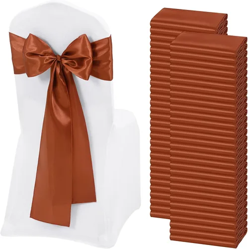 Miniatura 23 de 60 bandas para sillas de satén negro, diseño de lazos con lazos, para decoración de sillas para Acción de Gracias, boda, Navidad, banquetes