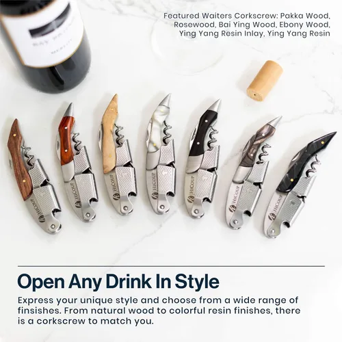 Miniatura 6 de HiCoup Kitchenware Abridor de Vino - Sacacorchos Profesionales para Botellas de Vino con Cortador de Papel de Aluminio y Removedor de Tapas - Llave