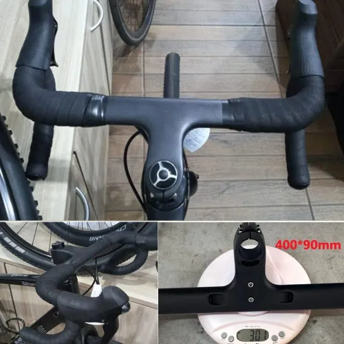 Miniatura 7 de Manillares de fibra de carbono para bicicleta de carretera, manillares integrados completos para bicicleta de carretera, barras aerodinámicas