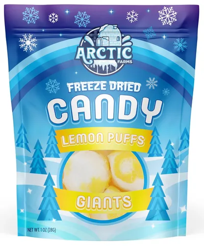 Miniatura 8 de Arctic Farms Caramelos liofilizados de caramelo agrio en bolsa y en caja (Gigantes de limón) (3 onzas)