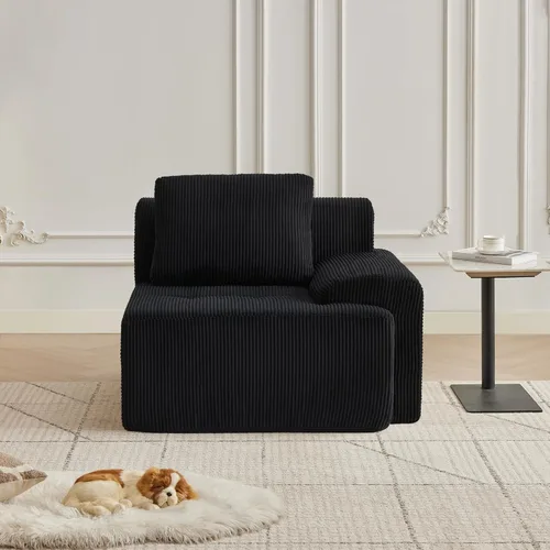 Miniatura 34 de Modular Sectional Sofa with Movable Ottoman, 1 Seat Deep Seat Couch with 1 Pillow, Comfy Cloud Sectional Sofa for Living Room, Bedroom and Apartment