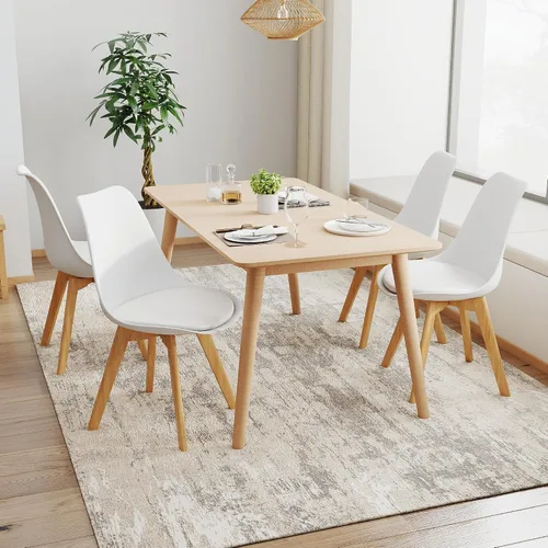 Miniatura 2 de NOBPEINT Juego de 2 sillas de comedor modernas de mediados de siglo, sillas tapizadas de piel sintética con respaldo curvo, silla de cocina de negro