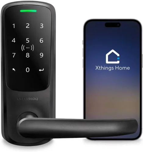 ULTRALOQ Latch 5 - Cerradura inteligente WiFi integrada con NFC, cerradura de puerta de entrada sin llave 5 en 1 con teclado digital táctil,