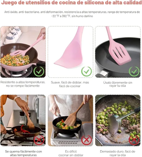 Miniatura 3 de Juego de utensilios de cocina, 12 piezas de utensilios de cocina de silicona (apto para lavavajillas), juego de espátulas resistentes al calor