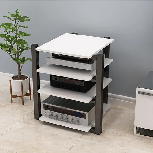 Miniatura 16 de Soporte para medios AV, estantería audiovisual, gabinete estéreo, torre de estante de audio, gabinete de consola de reproductor de discos, estantes
