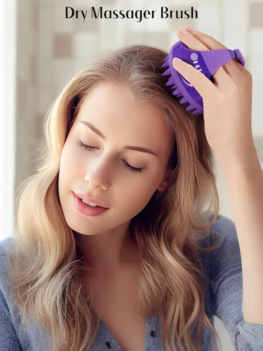 Miniatura 5 de HEETA Masajeador de cuero cabelludo con cerdas de silicona suave, elimina la caspa, alivia la picazón, cepillo de champú para el cuidado del cabello