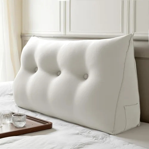 Miniatura 30 de WOWMAX Cabecero de Cama Multifuncional con Almohada Tapizada Doble, Cabecero para Dormitorio Individual XL, Portátil para Dormitorio Universitario