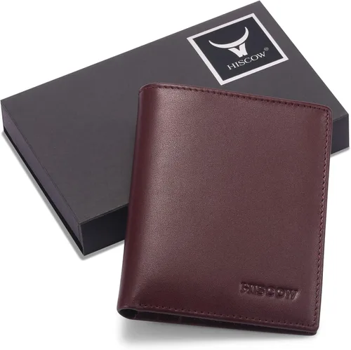 Miniatura 25 de HISCOW Billeteras plegables de cuero de grano completo para hombres, billetera minimalista delgada para hombre, regalos para papá, cumpleaños, día