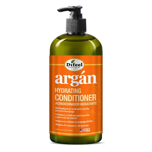 Difeel Acondicionador hidratante de argán de 33.8 onzas – Acondicionador de aceite de argán natural, sin parabenos, acondicionador natural para el