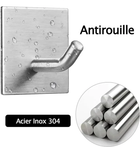 Miniatura 4 de FOMANSH Ganchos adhesivos resistentes, ganchos adhesivos para pegar en la pared, soporte fuerte de acero inoxidable, ganchos autoadhesivos