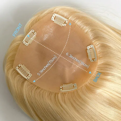 Miniatura 5 de Base de PU de piel fina inyectada con base de seda superior dividida Tamaño de partición 15cm*16cm Topper de cabello humano para mujeres