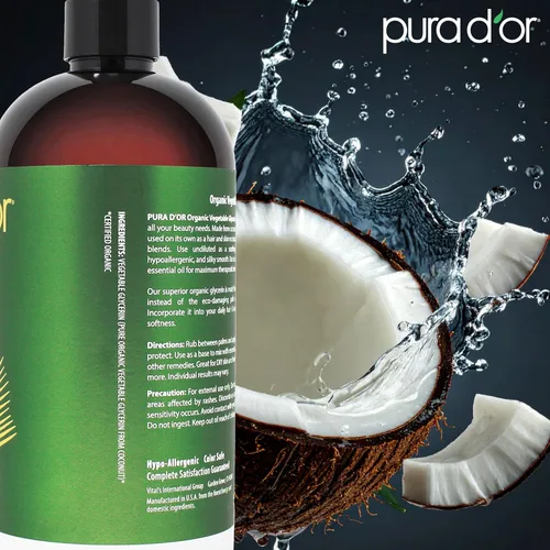 Miniatura 4 de PURA D'OR 24 oz de Glicerina Vegetal Orgánica - Derivada del Coco - Clara y Sin Olor - 100% Pura de Grado Premium, No Transgénico, Kosher, Vegana