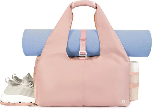 sportsnew Bolsas de gimnasio de yoga para mujer con compartimento para zapatos, bolsillos de almacenamiento en seco húmedo y soporte ajustable para