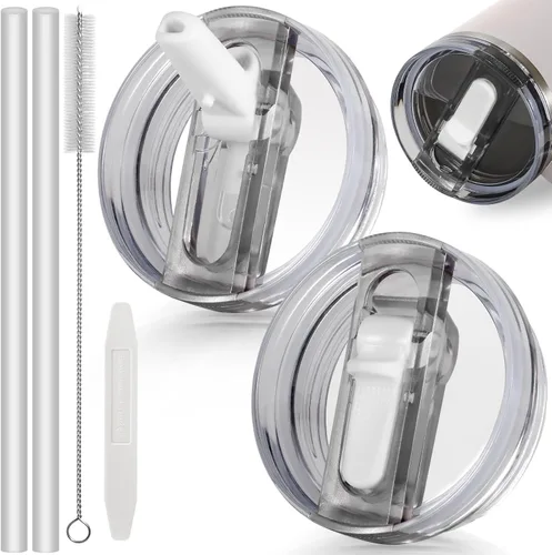 Miniatura 13 de 14 oz Tapa con popote abatible de repuesto para accesorios de vaso Stanley, 2 tapas antiderrames a prueba de derrames para vasos Stanley de 14 oz
