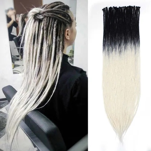 Miniatura 41 de 15 extensiones de rastas de doble extremo, 24 pulgadas, extensiones de rastas falsas de 0.6 pulgadas, color marrón degradado, extensiones de rastas