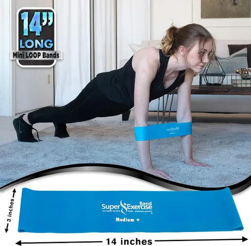 Miniatura 2 de Mini bandas de bucle extra largas sin látex de 14 x 3 pulgadas de EE. UU. en 3, 5, 10 paquetes de 10 unidades. 10 fortalezas para entrenamiento