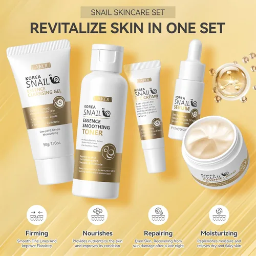 Miniatura 7 de Set de cuidado de la piel, juegos y kits revitalizantes para el cuidado de la piel de caracol facial, regalos para niñas adolescentes con limpiador