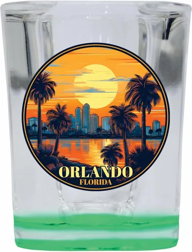 Miniatura 5 de Orlando Florida B Souvenir - Vaso de chupito cuadrado de 2.5 onzas, base azul individual
