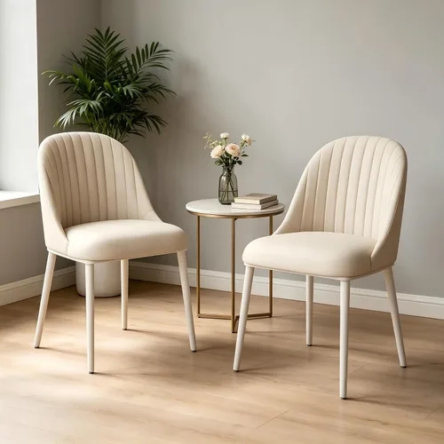 Miniatura 18 de Juego de 2 sillas de comedor, sillas de escritorio modernas, silla decorativa tapizada con respaldo curvado con patas de metal para oficina en casa