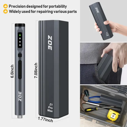 Miniatura 7 de ZOE Destornillador Eléctrico, Mini Juego de Destornilladores de Precisión Inalámbrico, Kit de Destornillador Pequeño con Puntas Magnéticas