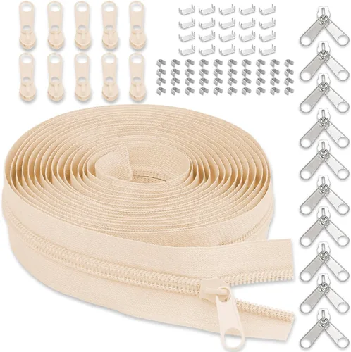 Miniatura 25 de Cinta de cremallera de nailon #5 para costura: YZSFIRM 10 yardas blancas por The Yard Cremalleras de bobina de nailon para manualidades de costura