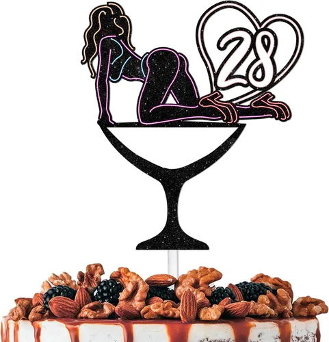 Miniatura 12 de Decoración para tartas con purpurina Crazy Girl 20 Let's Glow Crazy Party Theme Decor Supplies para mujeres y niñas, feliz cumpleaños, 20