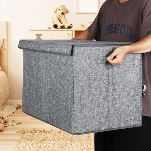 Miniatura 5 de Cofre grande de juguetes de 122 litros con tapa, organizador plegable de almacenamiento de juguetes con divisor extraíble para niños, niñas, Extra