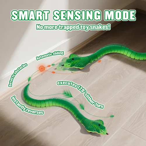 Miniatura 4 de Serpientes de control remoto realistas para bromas RC, serpiente cobra recargable con detección inteligente para gatos con controlador infrarrojo