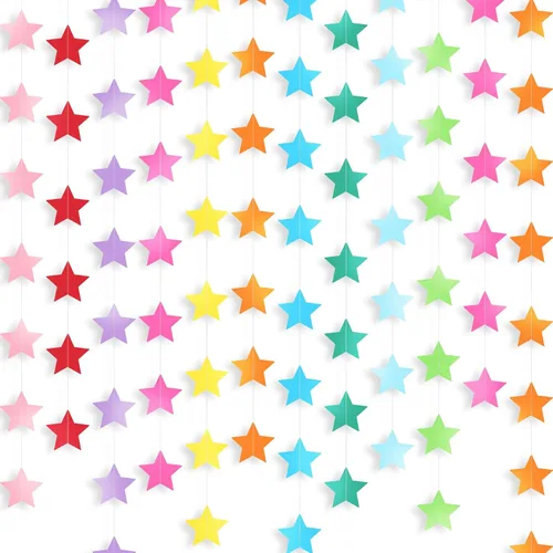 Miniatura 37 de Patelai Guirnalda de estrellas con purpurina 2026, decoración de graduación de 130 pies, pancarta colgante de estrella para fiesta, cumpleaños