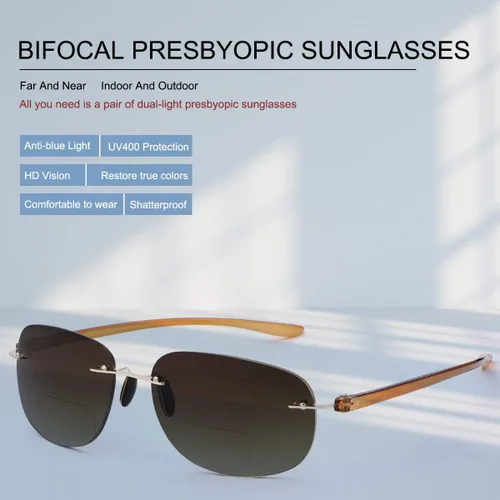 Miniatura 3 de K.LAVER Lentes de lectura bifocales sin montura para lectores con protección UV para hombres y mujeres