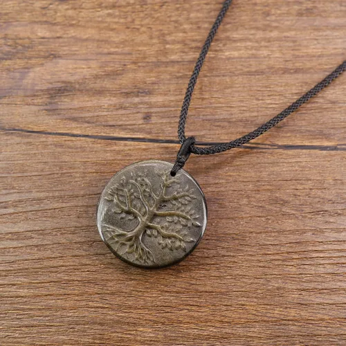 Miniatura 5 de COAI Collar de obsidiana de cristal curativo del árbol de la vida